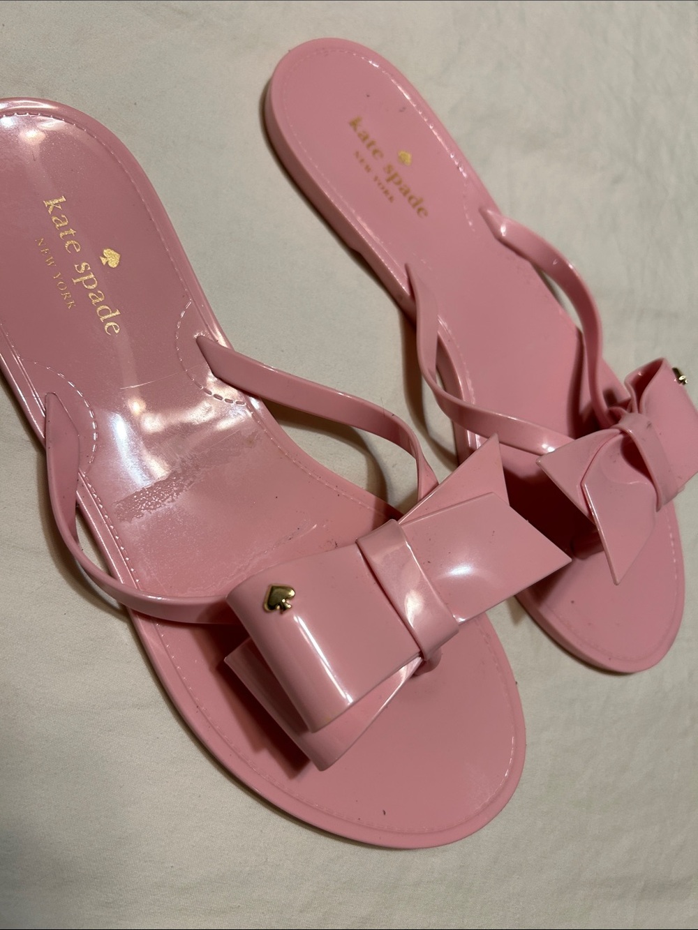 kate spade New York Pink Bow Jelly Slide Sandals - Picture 2 of 8